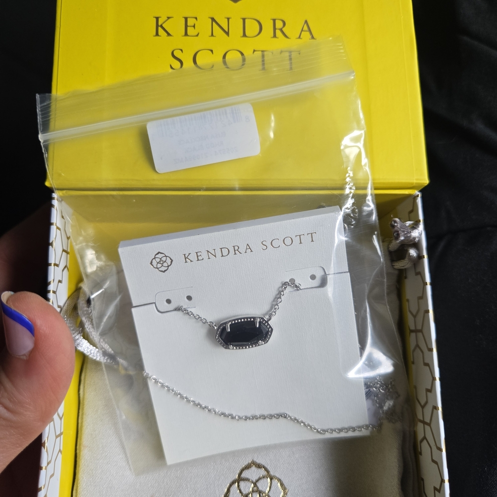 Kendra Scott Black and Silver Pendant Necklace - Picture 2 of 4